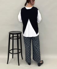 ZMLJB03090 al'aise modulation(アレーズモジュレーション) 【洗える】フロッキードットワイドパンツ ダークグレー