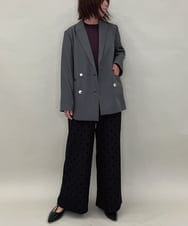 ZMLJB03090 al'aise modulation(アレーズモジュレーション) 【洗える】フロッキードットワイドパンツ ブラック