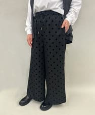 ZMLJB03090 al'aise modulation(アレーズモジュレーション) 【洗える】フロッキードットワイドパンツ ブラック