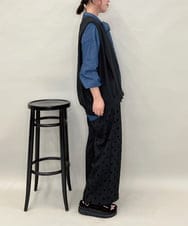 ZMLJB03090 al'aise modulation(アレーズモジュレーション) 【洗える】フロッキードットワイドパンツ ブラック