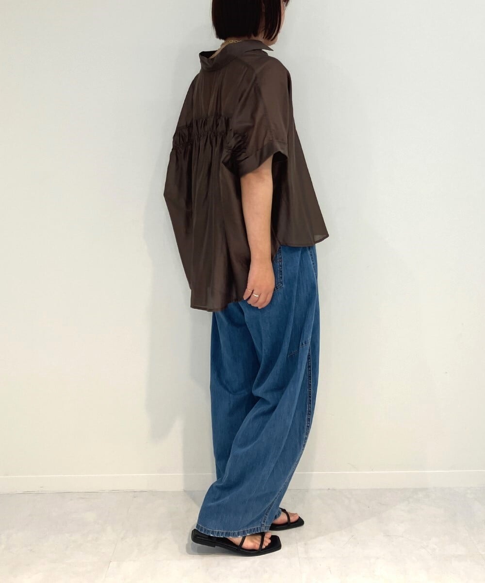 ZMLJB04150 al'aise modulation(アレーズモジュレーション) バレルレッグワイドデニムパンツ ライトブルー
