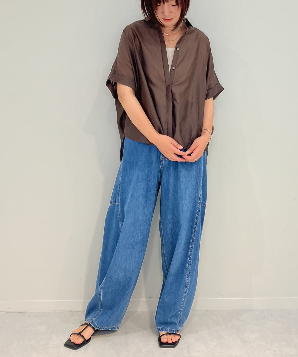 ZMLJB04150 al'aise modulation(アレーズモジュレーション) バレルレッグワイドデニムパンツ ライトブルー