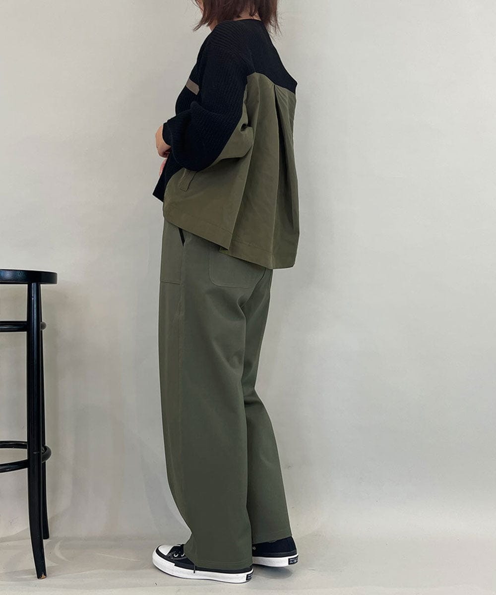 ZMLJB05128 al'aise modulation(アレーズモジュレーション) カーブフォルムストレッチイージーパンツ カーキ