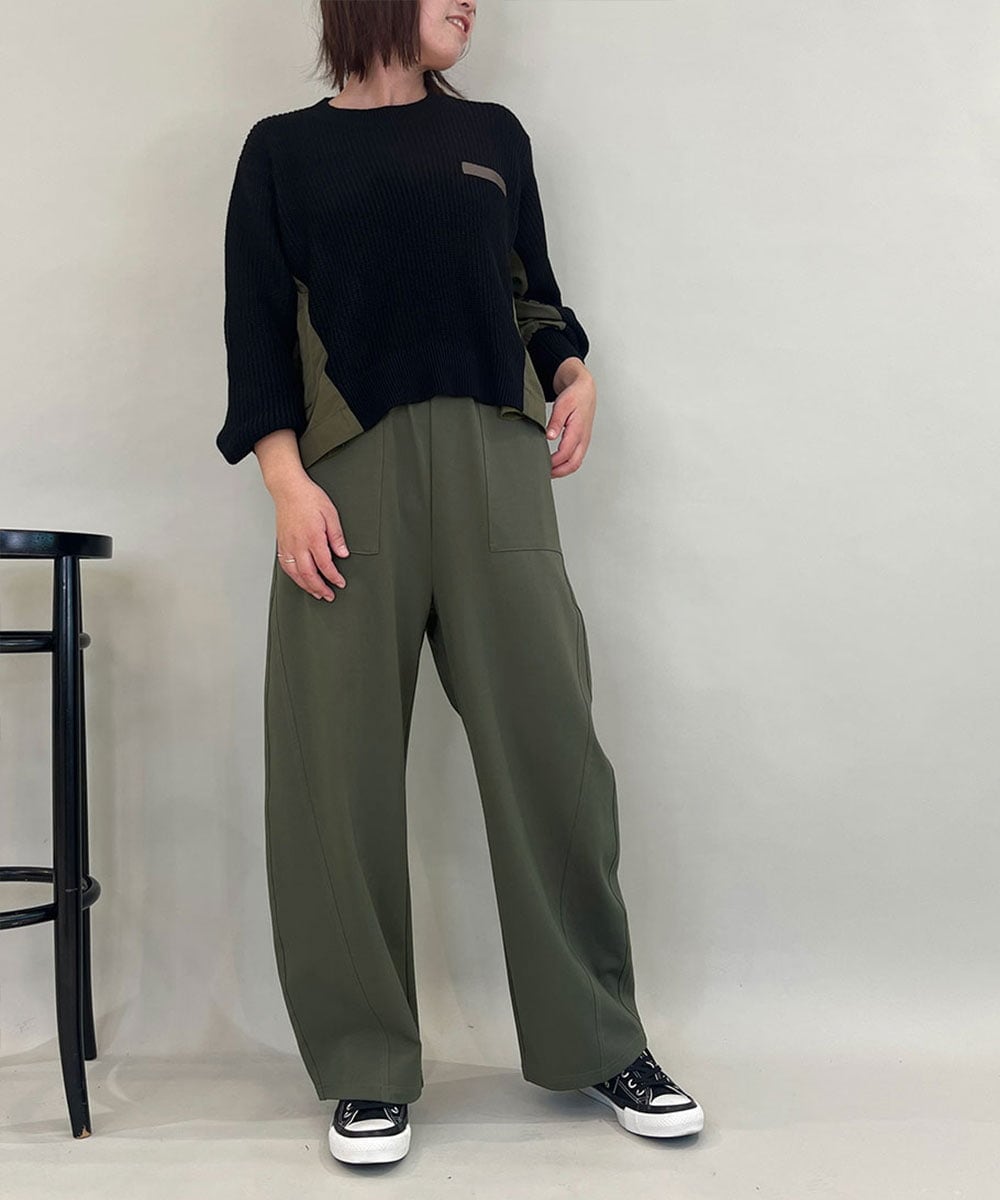 ZMLJB05128 al'aise modulation(アレーズモジュレーション) カーブフォルムストレッチイージーパンツ カーキ