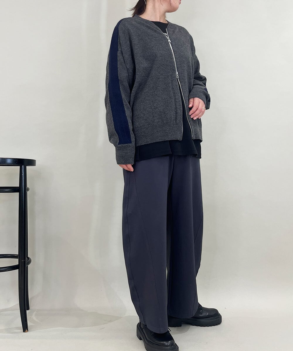 ZMLJB05128 al'aise modulation(アレーズモジュレーション) カーブフォルムストレッチイージーパンツ ダークグレー