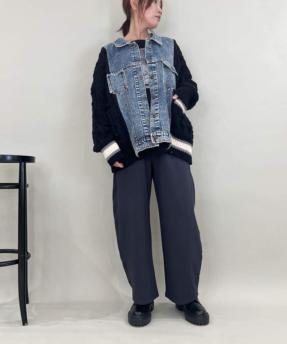 ZMLJB05128 al'aise modulation(アレーズモジュレーション) カーブフォルムストレッチイージーパンツ ダークグレー