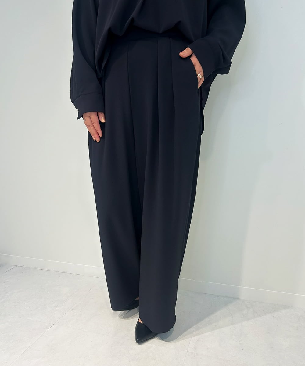 ZMLJB08098 al'aise modulation(アレーズモジュレーション) 【セットアップ対応・洗える】ツータックイージーワイドパンツ ネイビー