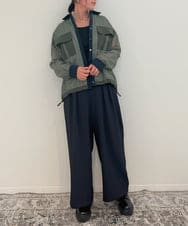 ZMLJB08098 al'aise modulation(アレーズモジュレーション) 【セットアップ対応・洗える】ツータックイージーワイドパンツ ネイビー