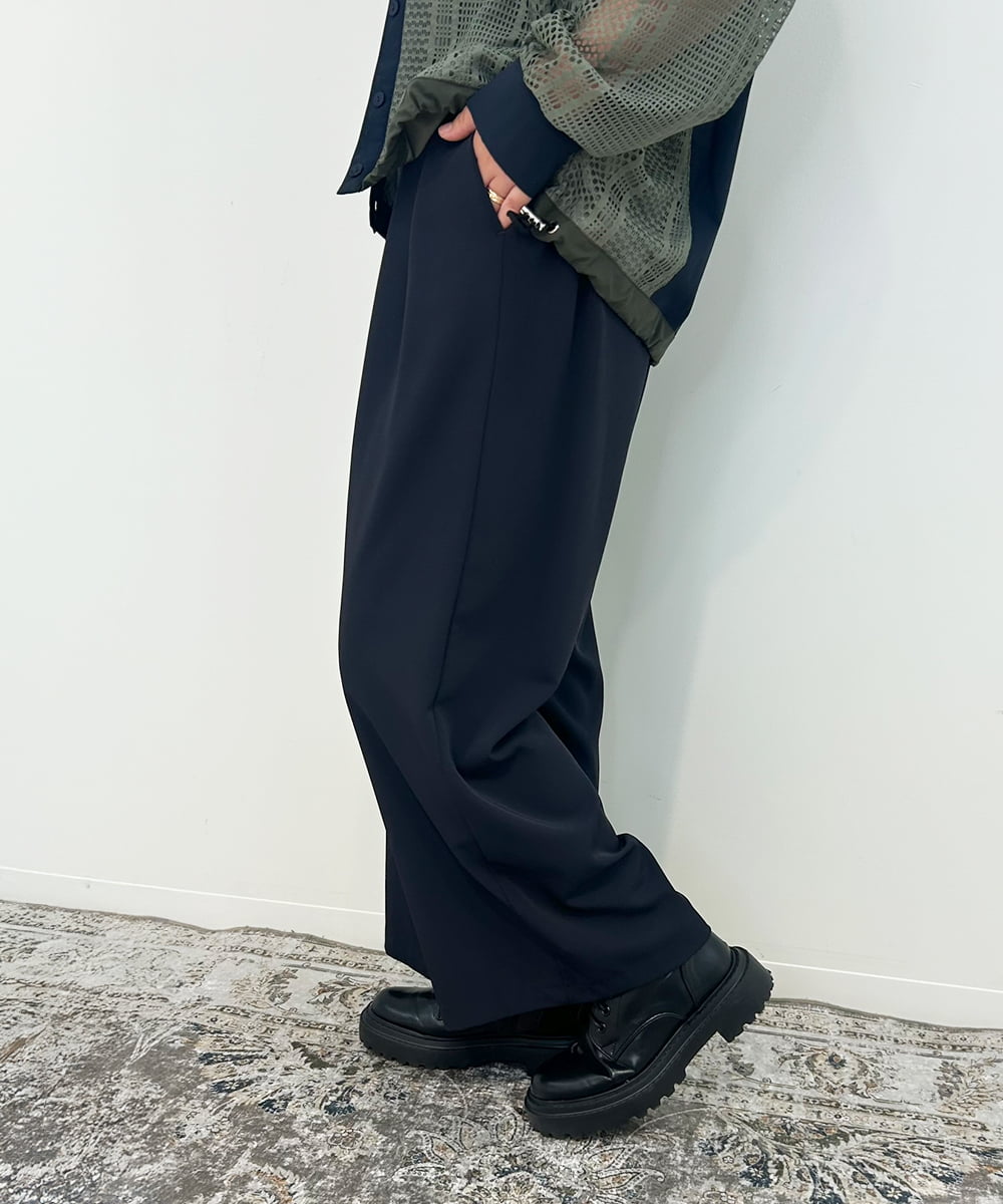 ZMLJB08098 al'aise modulation(アレーズモジュレーション) 【セットアップ対応・洗える】ツータックイージーワイドパンツ ネイビー