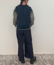 ZMLJB08098 al'aise modulation(アレーズモジュレーション) 【セットアップ対応・洗える】ツータックイージーワイドパンツ ネイビー