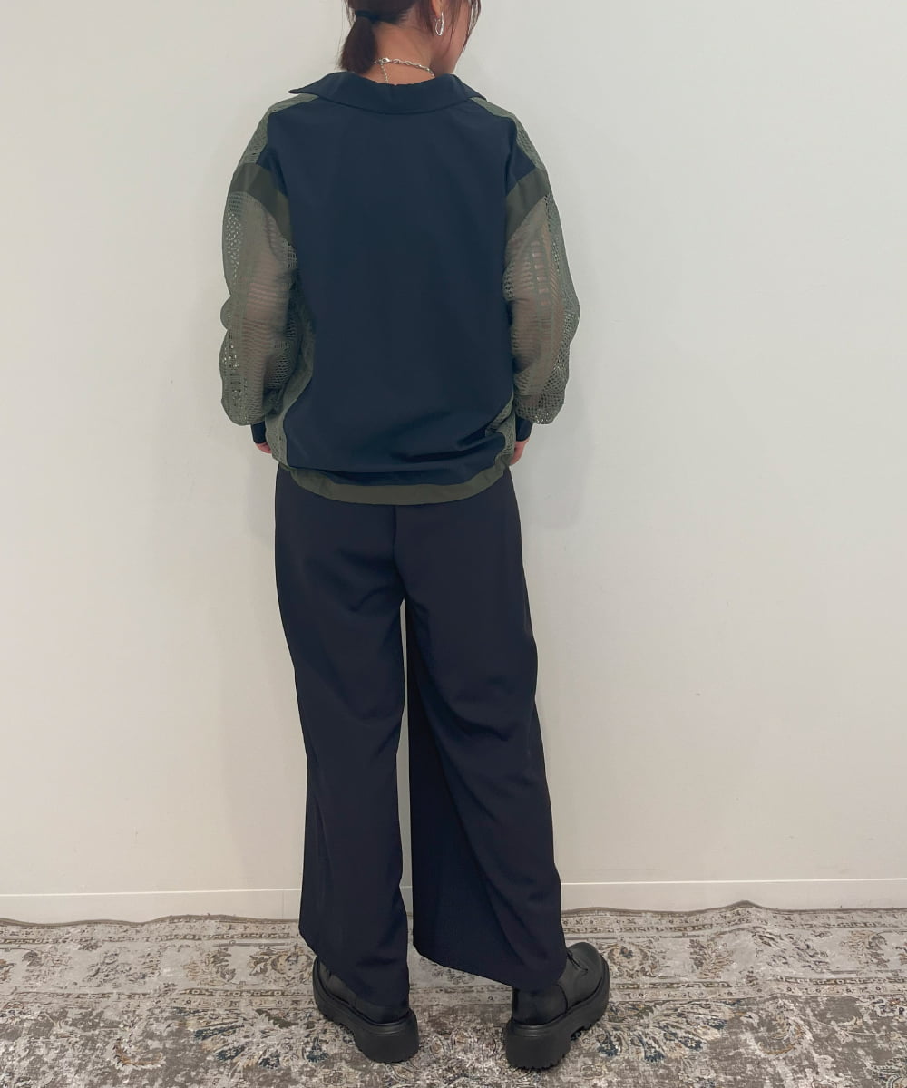 ZMLJB08098 al'aise modulation(アレーズモジュレーション) 【セットアップ対応・洗える】ツータックイージーワイドパンツ ネイビー