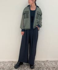 ZMLJB08098 al'aise modulation(アレーズモジュレーション) 【セットアップ対応・洗える】ツータックイージーワイドパンツ ネイビー