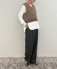 ZMLJB09090 al'aise modulation(アレーズモジュレーション) 【セットアップ対応・洗える】センタープレスイージーワイドパンツ ネイビー