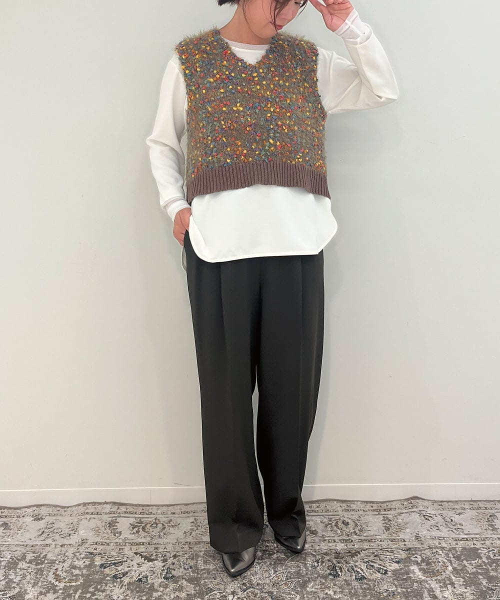 ZMLJB09090 al'aise modulation(アレーズモジュレーション) 【セットアップ対応・洗える】センタープレスイージーワイドパンツ ネイビー