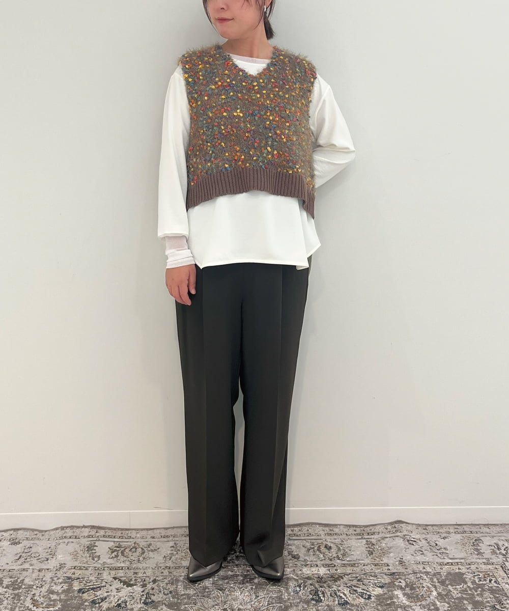 ZMLJB09090 al'aise modulation(アレーズモジュレーション) 【セットアップ対応・洗える】センタープレスイージーワイドパンツ ネイビー