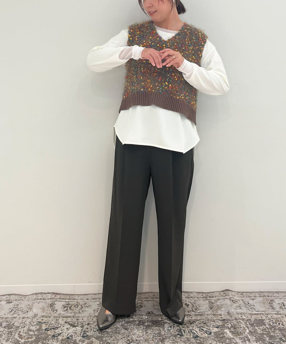 ZMLJB09090 al'aise modulation(アレーズモジュレーション) 【セットアップ対応・洗える】センタープレスイージーワイドパンツ ネイビー