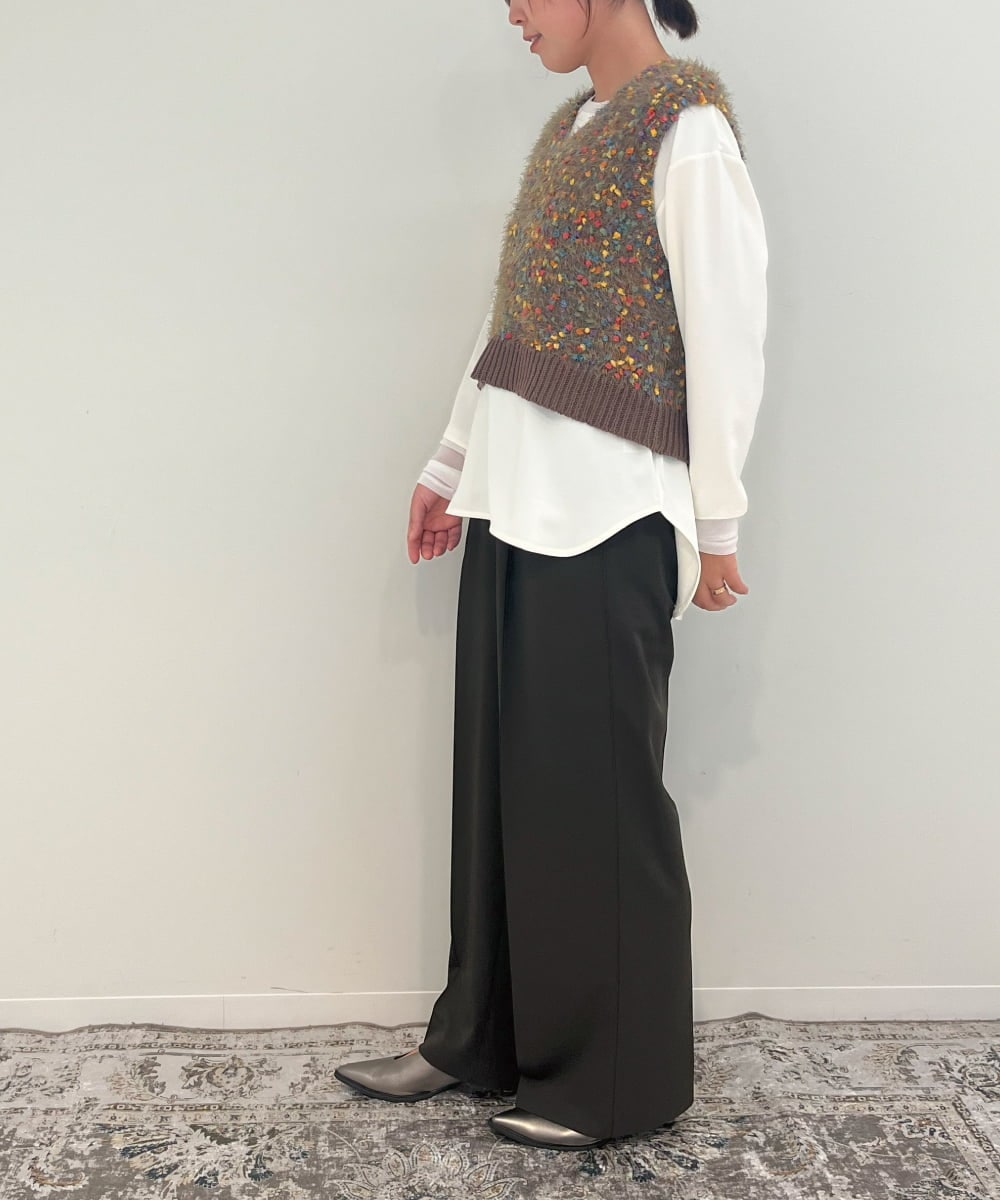 ZMLJB09090 al'aise modulation(アレーズモジュレーション) 【セットアップ対応・洗える】センタープレスイージーワイドパンツ ネイビー