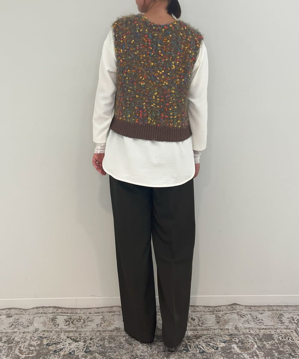 ZMLJB09090 al'aise modulation(アレーズモジュレーション) 【セットアップ対応・洗える】センタープレスイージーワイドパンツ ネイビー