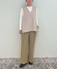 ZMLJB09090 al'aise modulation(アレーズモジュレーション) 【セットアップ対応・洗える】センタープレスイージーワイドパンツ ベージュ