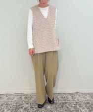 ZMLJB09090 al'aise modulation(アレーズモジュレーション) 【セットアップ対応・洗える】センタープレスイージーワイドパンツ ベージュ