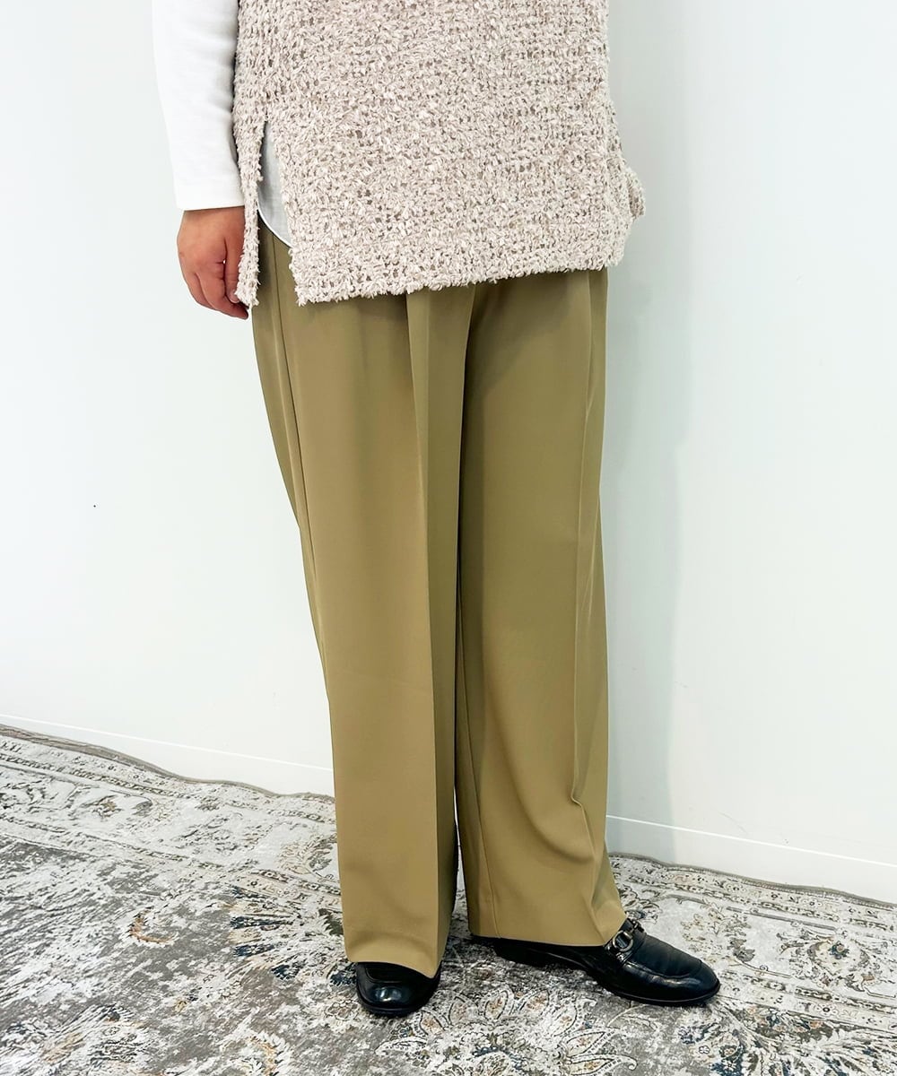 ZMLJB09090 al'aise modulation(アレーズモジュレーション) 【セットアップ対応・洗える】センタープレスイージーワイドパンツ ベージュ