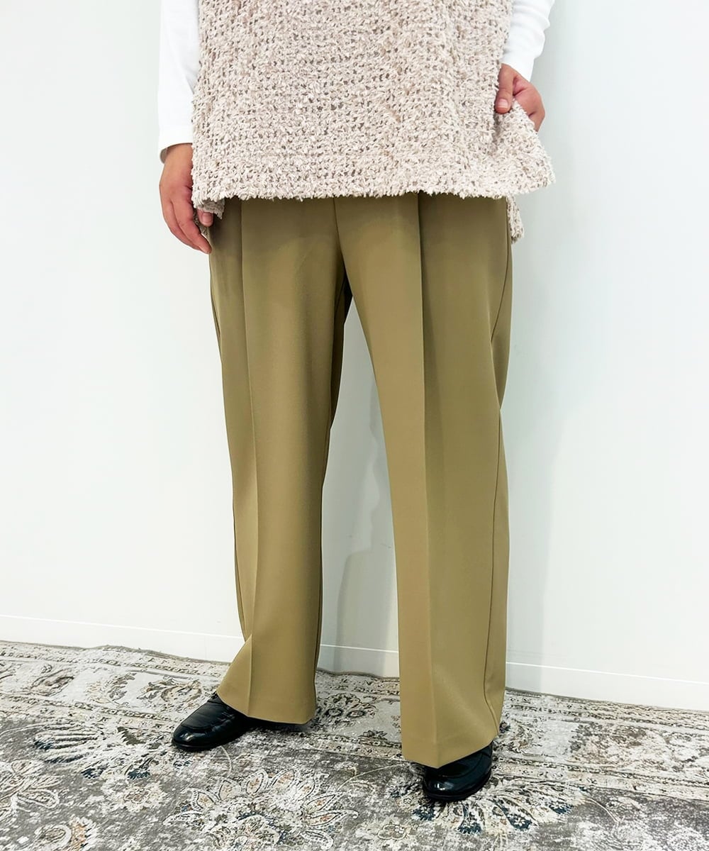 ZMLJB09090 al'aise modulation(アレーズモジュレーション) 【セットアップ対応・洗える】センタープレスイージーワイドパンツ ベージュ