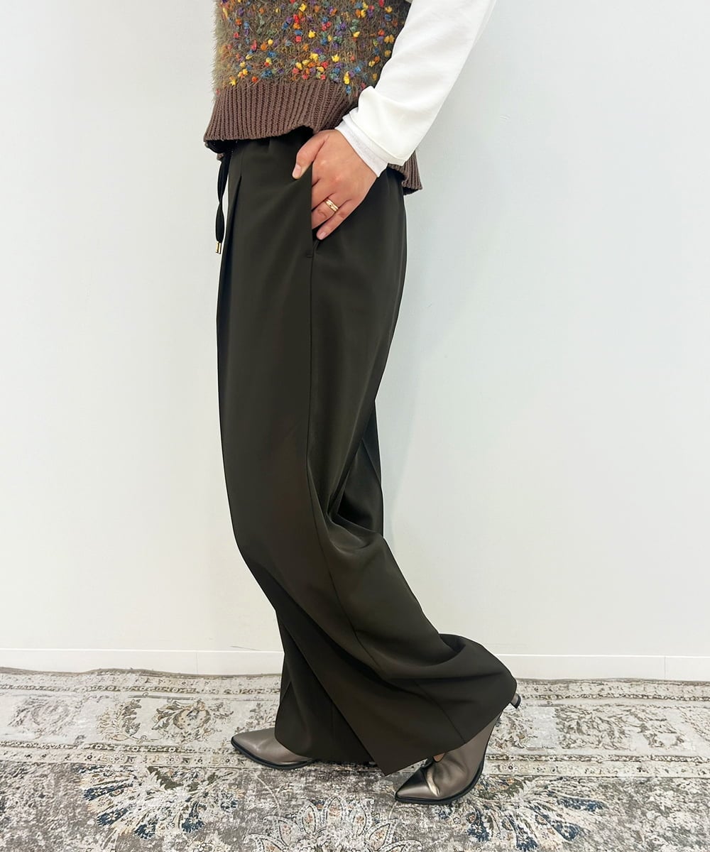 ZMLJB09090 al'aise modulation(アレーズモジュレーション) 【セットアップ対応・洗える】センタープレスイージーワイドパンツ ブラウン