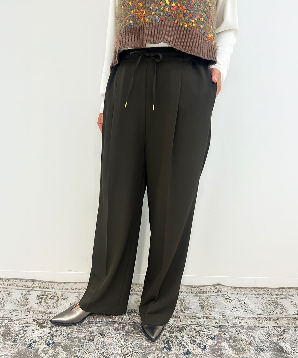 ZMLJB09090 al'aise modulation(アレーズモジュレーション) 【セットアップ対応・洗える】センタープレスイージーワイドパンツ ブラウン