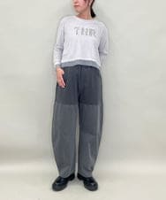 ZMLJB11145 al'aise modulation(アレーズモジュレーション) ジョイントデザインバレルレッグパンツ ブラック