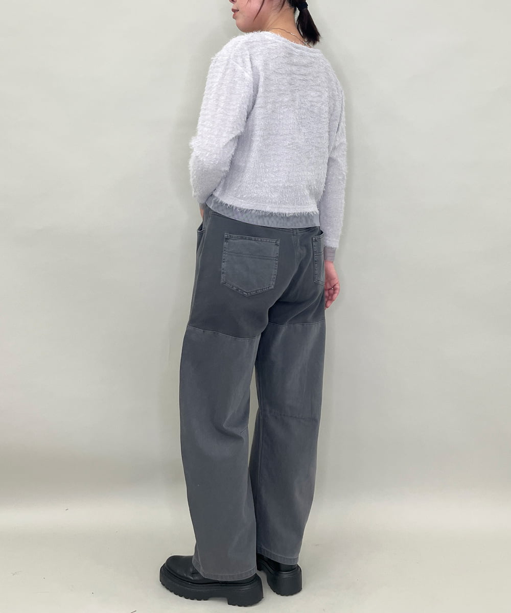 ZMLJB11145 al'aise modulation(アレーズモジュレーション) ジョイントデザインバレルレッグパンツ ブラック