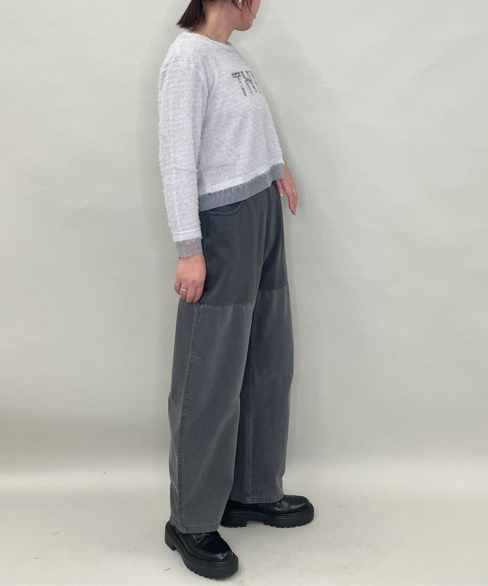 ZMLJB11145 al'aise modulation(アレーズモジュレーション) ジョイントデザインバレルレッグパンツ ブラック