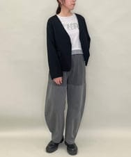 ZMLJB11145 al'aise modulation(アレーズモジュレーション) ジョイントデザインバレルレッグパンツ ブラック