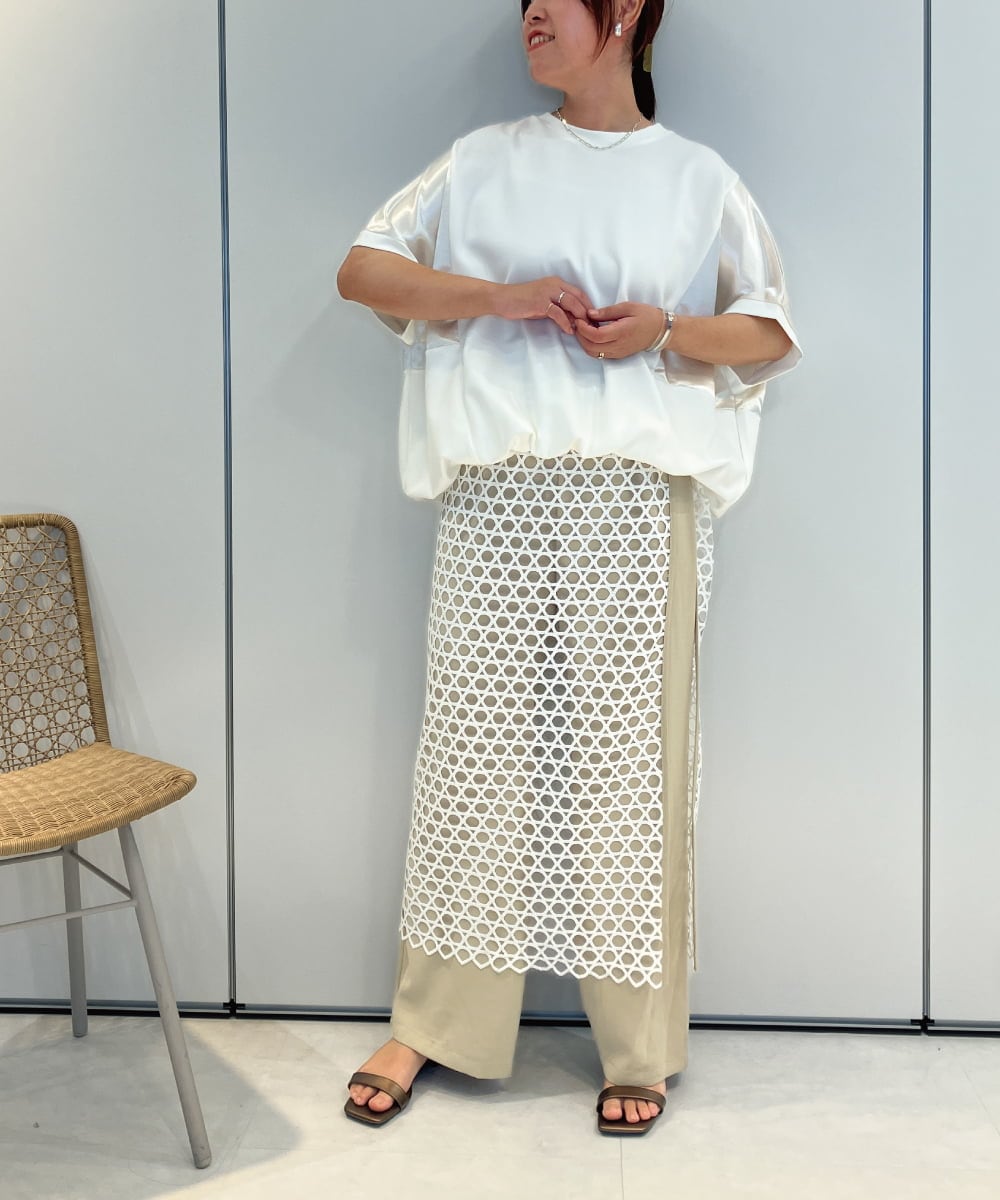 ZMLJB12109 al'aise modulation(アレーズモジュレーション) レースレイヤードパンツ ベージュ