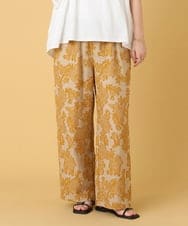 ZMLJE11098 al'aise modulation(アレーズモジュレーション) ボタニカルモチーフシアーワイドパンツ マスタード