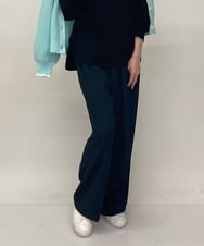 ZMLJT06150 al'aise modulation(アレーズモジュレーション) 【日本製】ウエスト配色ワイドパンツ ネイビー