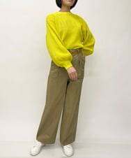 ZMLJT06150 al'aise modulation(アレーズモジュレーション) 【日本製】ウエスト配色ワイドパンツ ベージュ