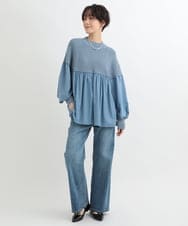 ZMLTB42140 al'aise modulation(アレーズモジュレーション) リラクシーワイドデニムパンツ ライトブルー