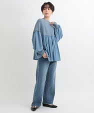 ZMLTB42140 al'aise modulation(アレーズモジュレーション) リラクシーワイドデニムパンツ ライトブルー