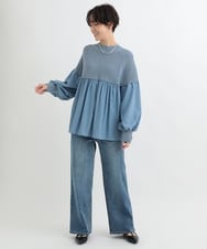 ZMLTB42140 al'aise modulation(アレーズモジュレーション) リラクシーワイドデニムパンツ ライトブルー