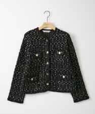 ZMSAE20240 al'aise modulation(アレーズモジュレーション) MIXヤーンツイードニットジャケット ブラック