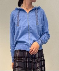 ZMSAE22140 al'aise modulation(アレーズモジュレーション) 【洗える】ラメポイントフーディージップカーディガン ブルー