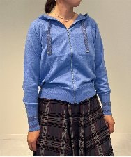 ZMSAE22140 al'aise modulation(アレーズモジュレーション) 【洗える】ラメポイントフーディージップカーディガン ブルー