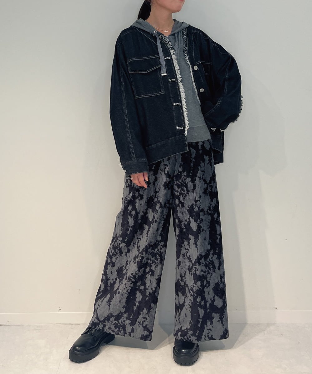 ZMSAE22140 al'aise modulation(アレーズモジュレーション) 【洗える】ラメポイントフーディージップパーカー グレー