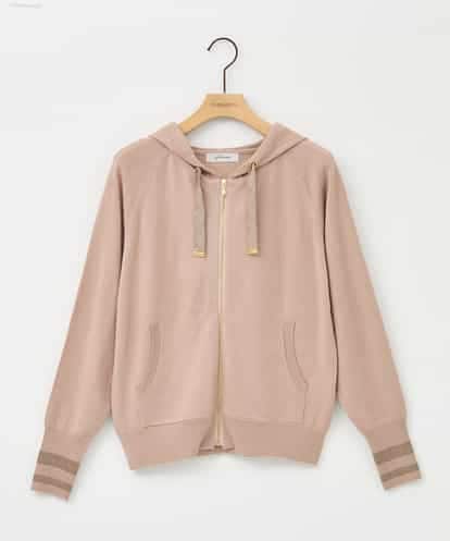 ZMSAE22140 al'aise modulation 【洗える】ラメポイントフーディージップカーディガン