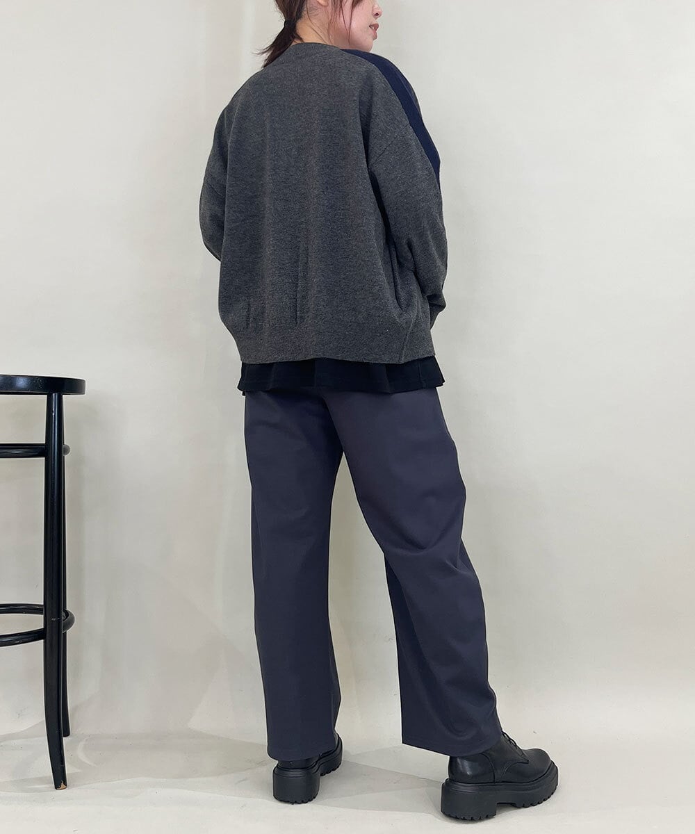 ZMSAE23180 al'aise modulation(アレーズモジュレーション) 配色ラインジップアップニットジャケット ダークグレー