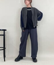 ZMSAE23180 al'aise modulation(アレーズモジュレーション) 配色ラインジップアップニットジャケット ダークグレー