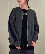 ZMSAE23180 al'aise modulation(アレーズモジュレーション) 配色ラインジップアップニットジャケット ダークグレー