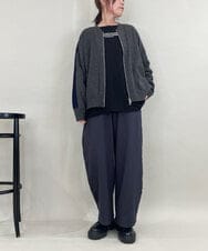 ZMSAE23180 al'aise modulation(アレーズモジュレーション) 配色ラインジップアップニットジャケット ダークグレー