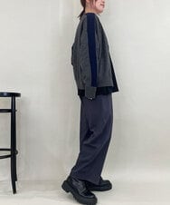 ZMSAE23180 al'aise modulation(アレーズモジュレーション) 配色ラインジップアップニットジャケット ダークグレー