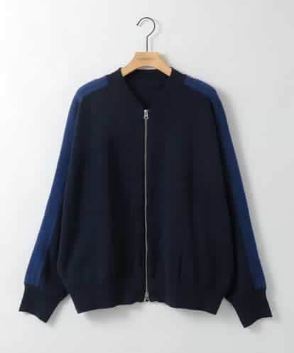 ZMSAE23180 al'aise modulation 配色ラインジップアップニットジャケット